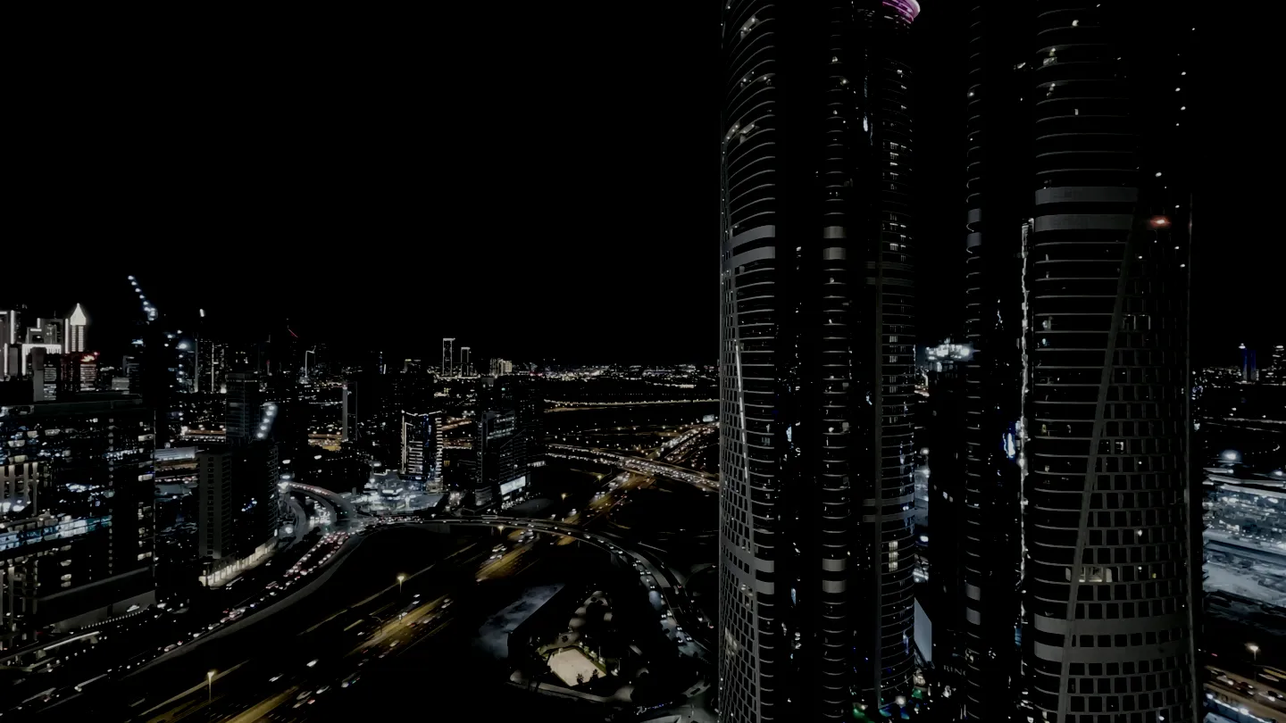 The Dubai skyline at night